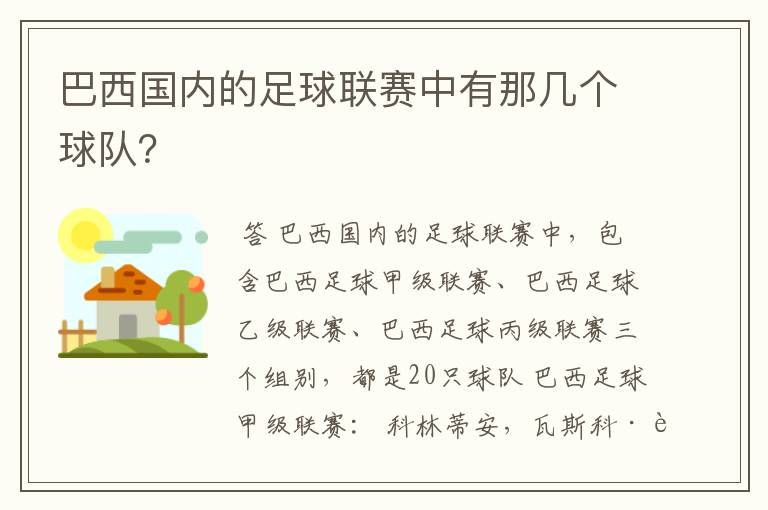 巴西国内的足球联赛中有那几个球队？