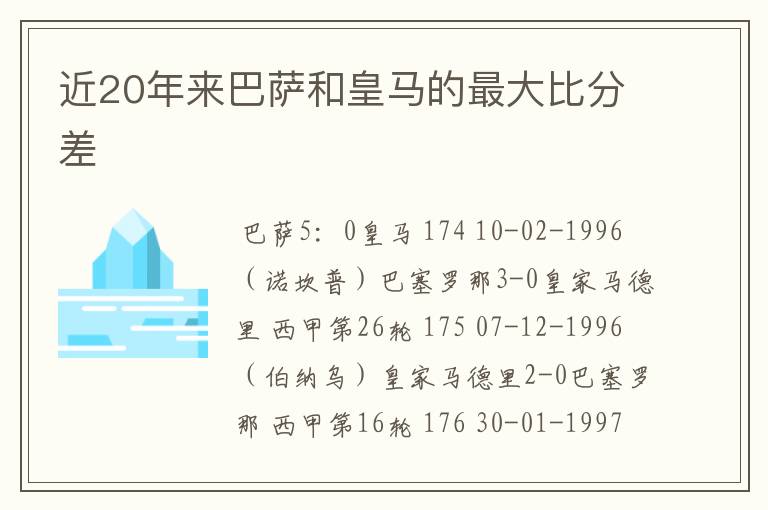 近20年来巴萨和皇马的最大比分差