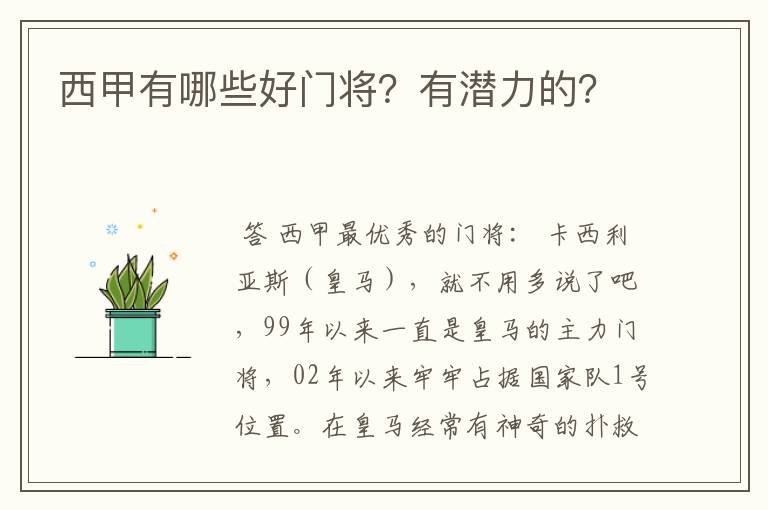 西甲有哪些好门将？有潜力的？