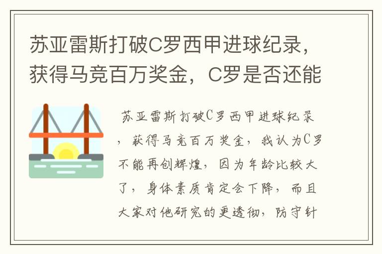 苏亚雷斯打破C罗西甲进球纪录，获得马竞百万奖金，C罗是否还能再创辉煌？