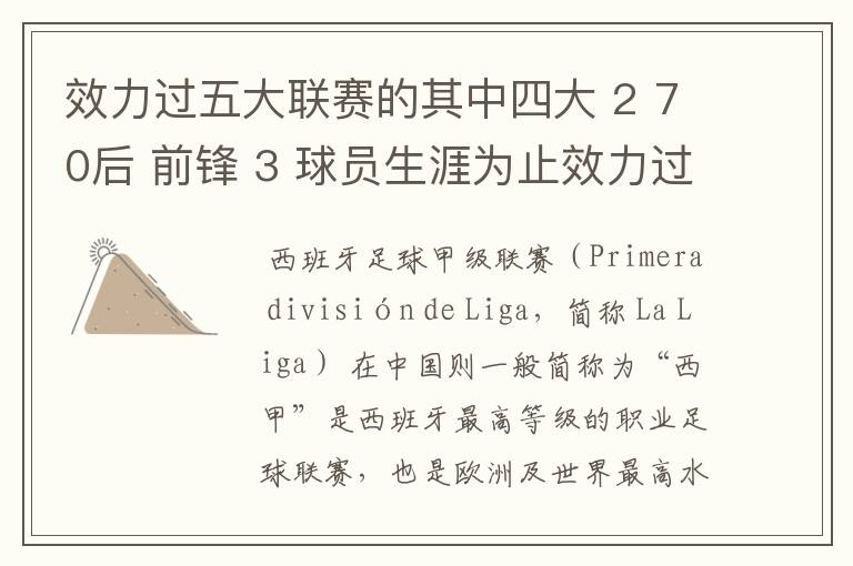 效力过五大联赛的其中四大 2 70后 前锋 3 球员生涯为止效力过8支球队 4 其中一联赛拿过联赛冠军 5 欧冠冠