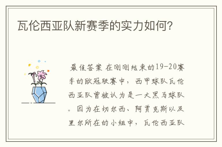 瓦伦西亚队新赛季的实力如何？