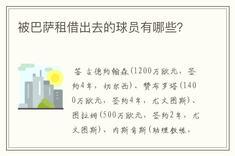 被巴萨租借出去的球员有哪些？