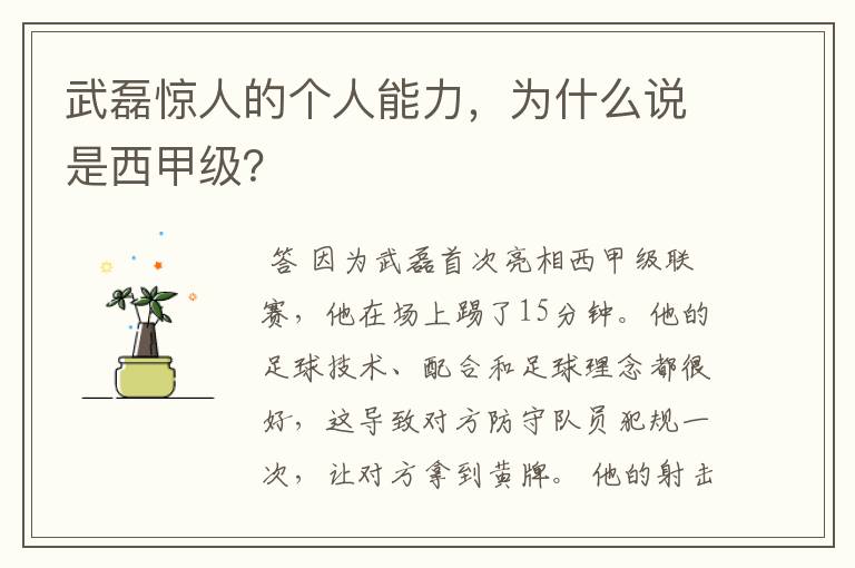 武磊惊人的个人能力，为什么说是西甲级？