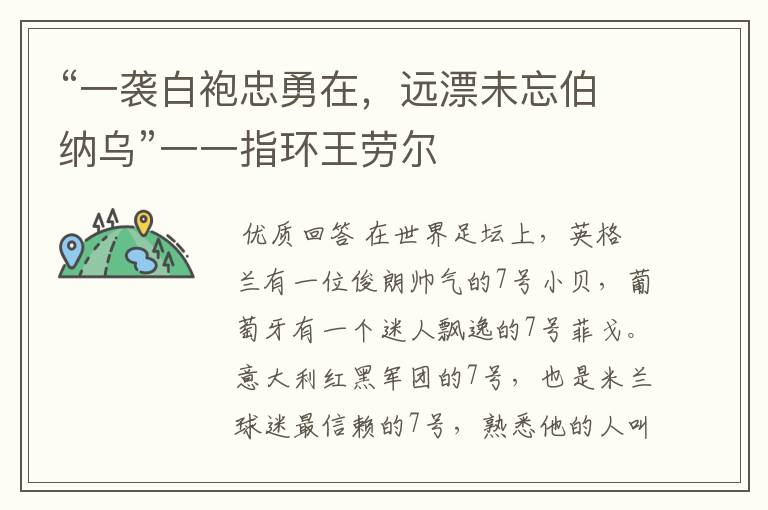 “一袭白袍忠勇在，远漂未忘伯纳乌”一一指环王劳尔