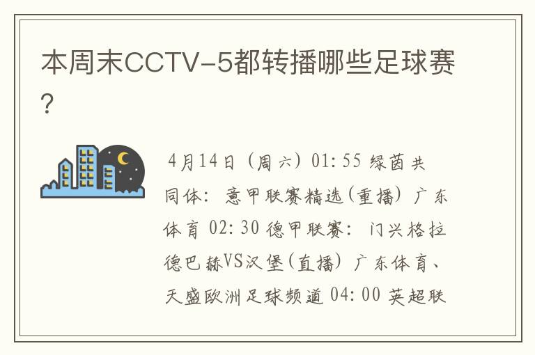 本周末CCTV-5都转播哪些足球赛？