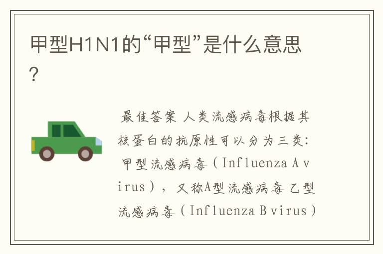 甲型H1N1的“甲型”是什么意思？