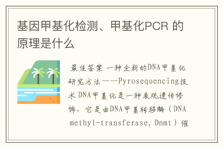 基因甲基化检测、甲基化PCR 的原理是什么