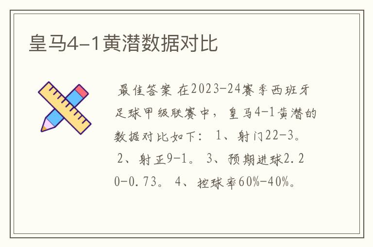 皇马4-1黄潜数据对比