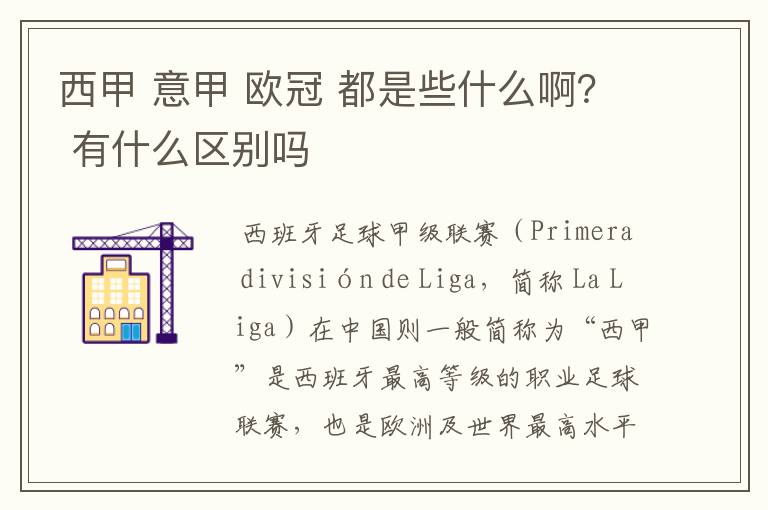 西甲 意甲 欧冠 都是些什么啊？ 有什么区别吗