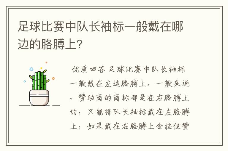 足球比赛中队长袖标一般戴在哪边的胳膊上？