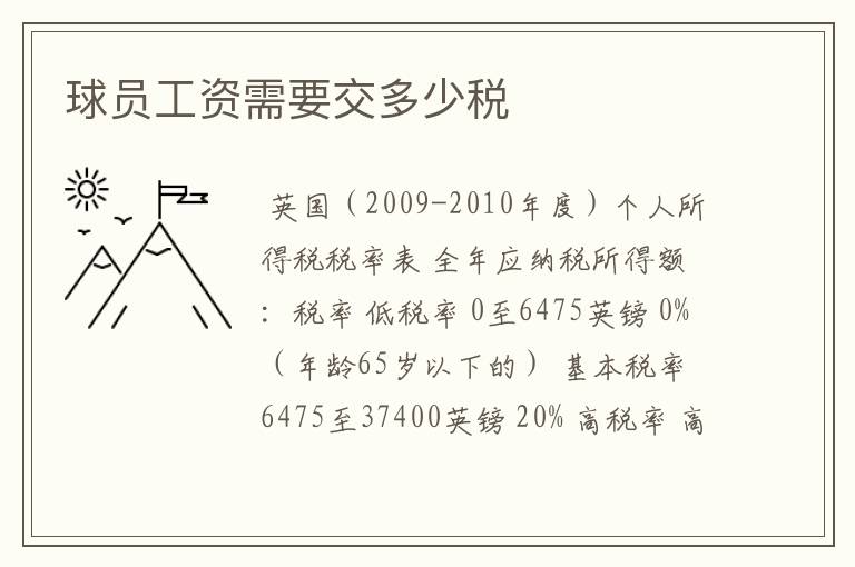 球员工资需要交多少税