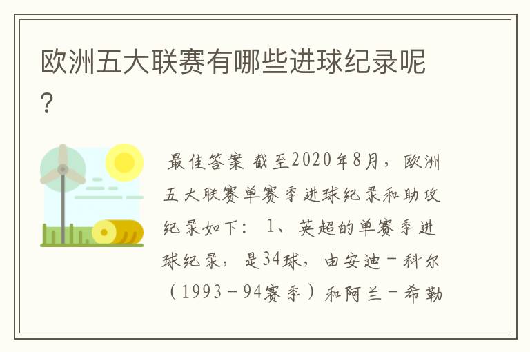 欧洲五大联赛有哪些进球纪录呢？