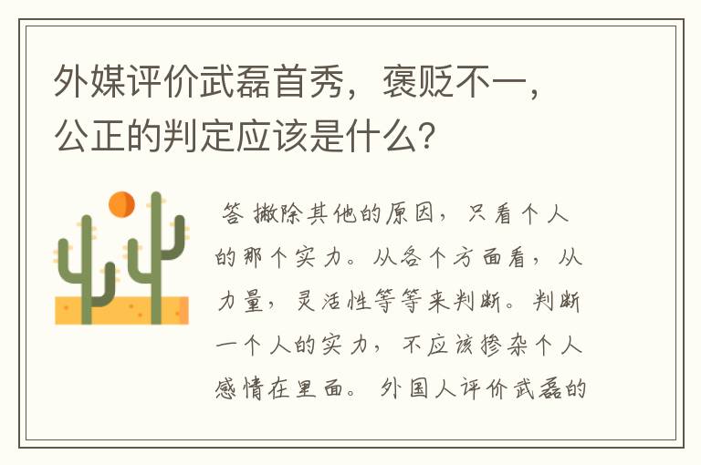 外媒评价武磊首秀，褒贬不一，公正的判定应该是什么？