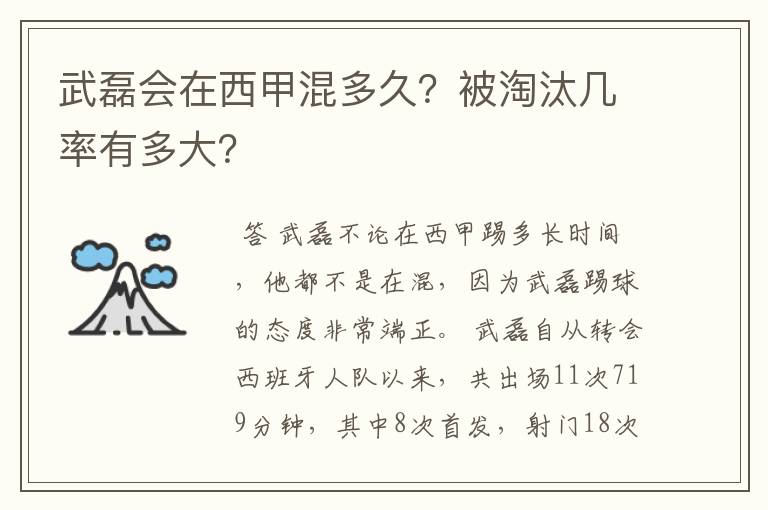 武磊会在西甲混多久？被淘汰几率有多大？