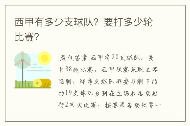 西甲有多少支球队？要打多少轮比赛？