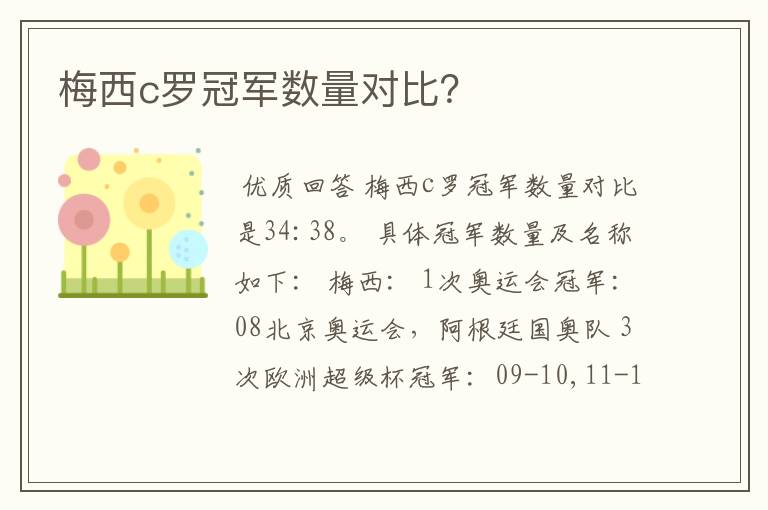 梅西c罗冠军数量对比？