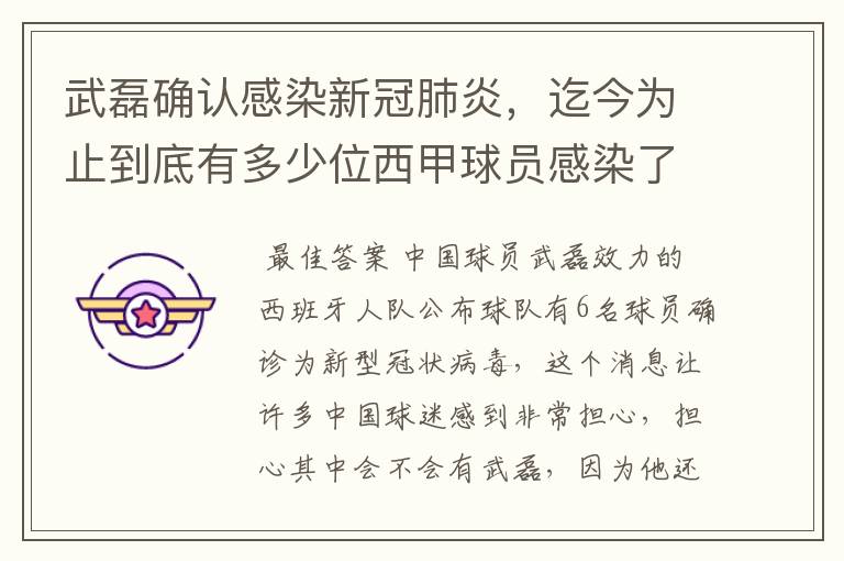 武磊确认感染新冠肺炎，迄今为止到底有多少位西甲球员感染了新冠病毒？