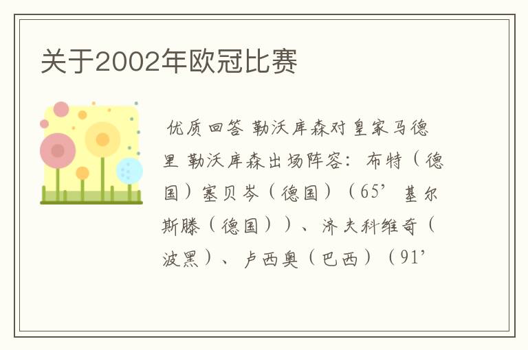 关于2002年欧冠比赛