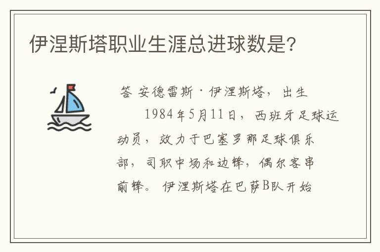 伊涅斯塔职业生涯总进球数是?