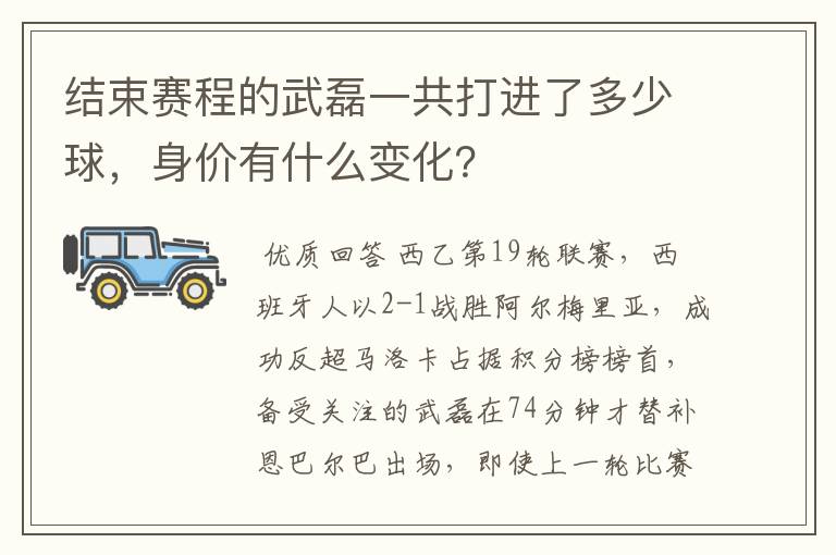 结束赛程的武磊一共打进了多少球，身价有什么变化？