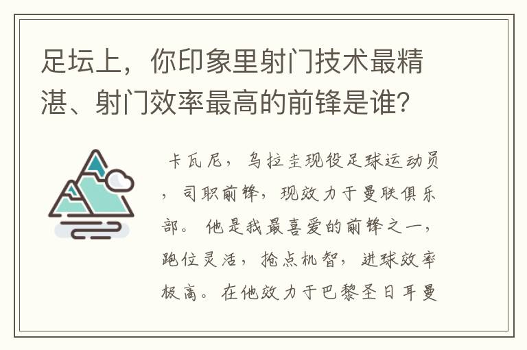 足坛上，你印象里射门技术最精湛、射门效率最高的前锋是谁？