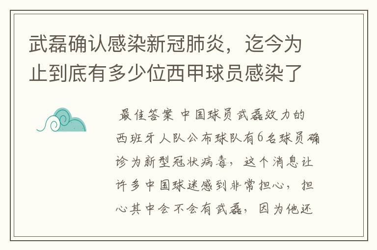 武磊确认感染新冠肺炎，迄今为止到底有多少位西甲球员感染了新冠病毒？