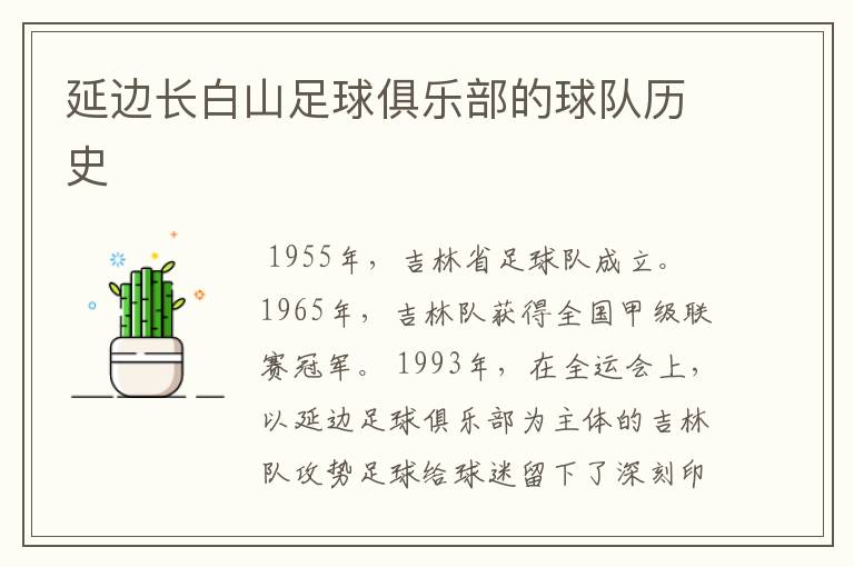 延边长白山足球俱乐部的球队历史