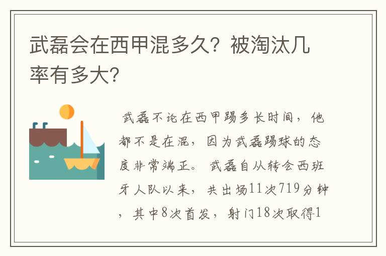 武磊会在西甲混多久？被淘汰几率有多大？