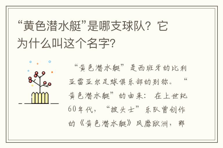 “黄色潜水艇”是哪支球队？它为什么叫这个名字？