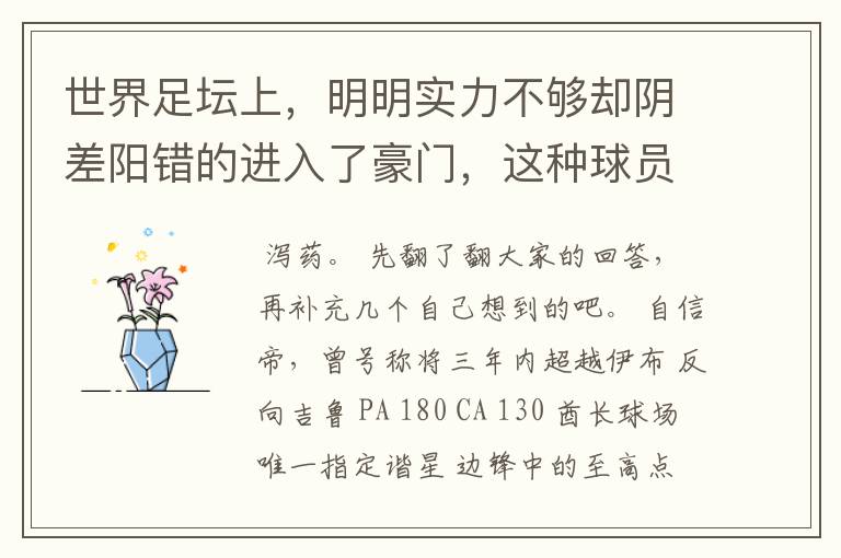 世界足坛上，明明实力不够却阴差阳错的进入了豪门，这种球员有哪些？