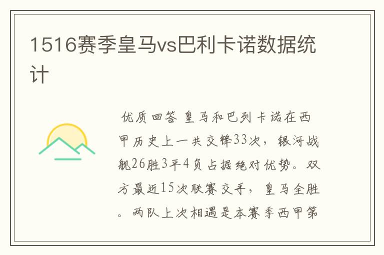 1516赛季皇马vs巴利卡诺数据统计