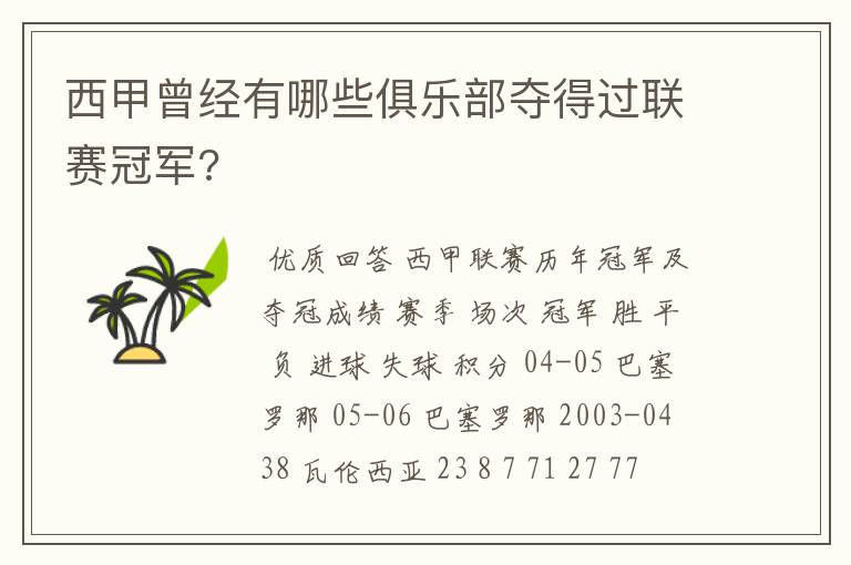 西甲曾经有哪些俱乐部夺得过联赛冠军?