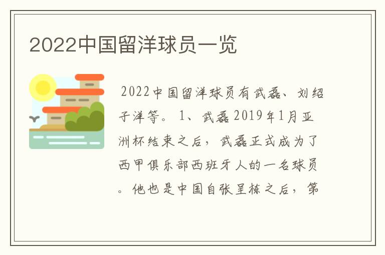 2022中国留洋球员一览