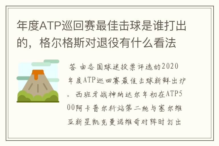 年度ATP巡回赛最佳击球是谁打出的，格尔格斯对退役有什么看法？