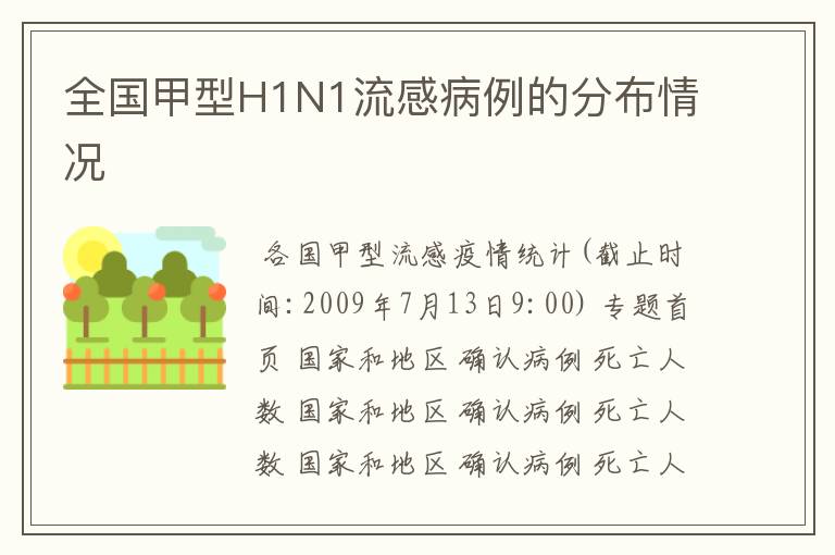 全国甲型H1N1流感病例的分布情况