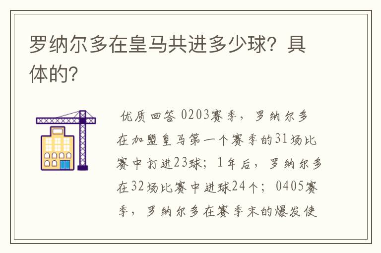 罗纳尔多在皇马共进多少球？具体的？