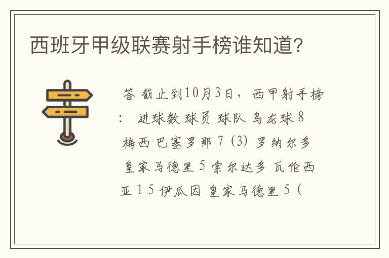 西班牙甲级联赛射手榜谁知道?