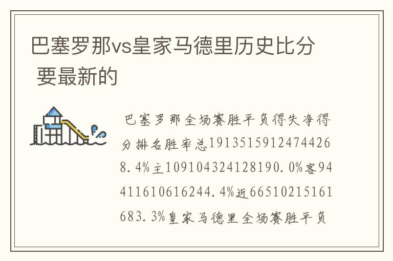 巴塞罗那vs皇家马德里历史比分 要最新的