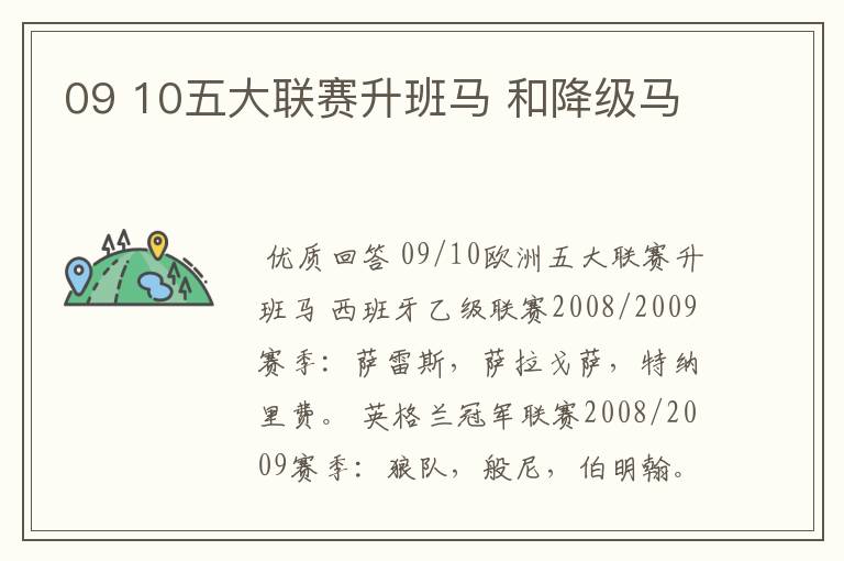 09 10五大联赛升班马 和降级马