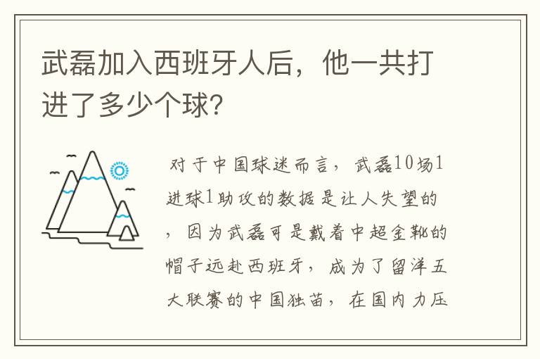 武磊加入西班牙人后，他一共打进了多少个球？