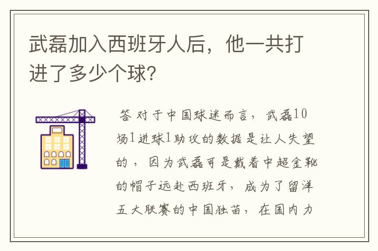 武磊加入西班牙人后，他一共打进了多少个球？