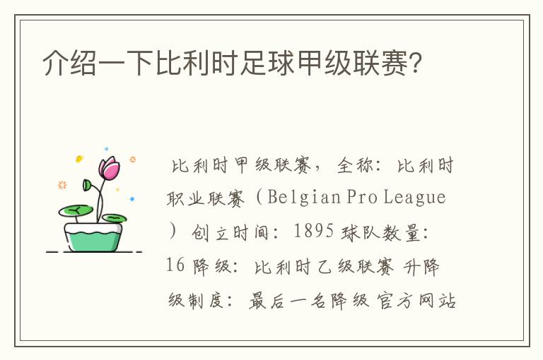 介绍一下比利时足球甲级联赛？