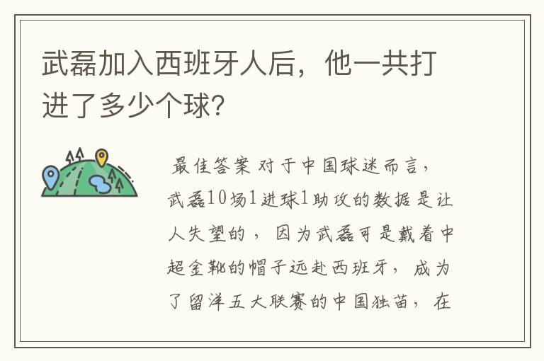 武磊加入西班牙人后，他一共打进了多少个球？