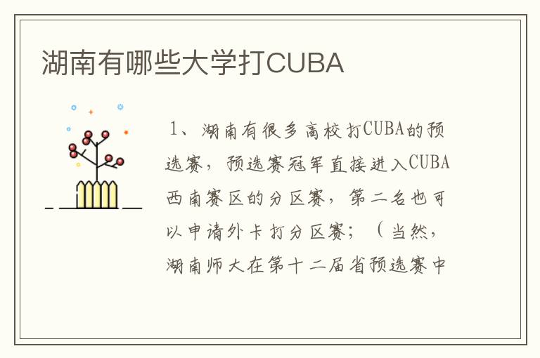 湖南有哪些大学打CUBA