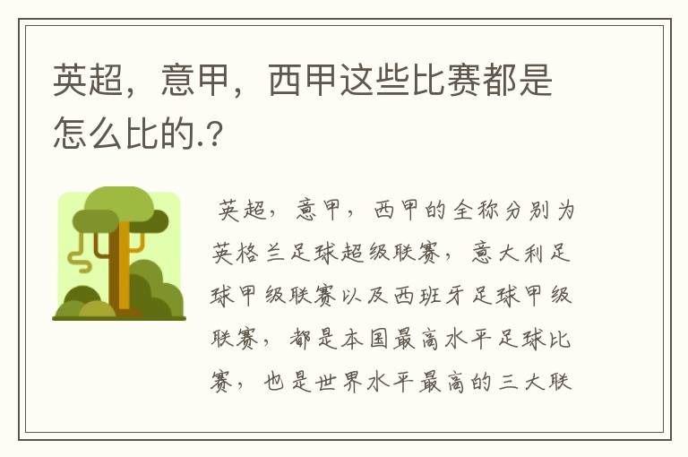 英超，意甲，西甲这些比赛都是怎么比的.?