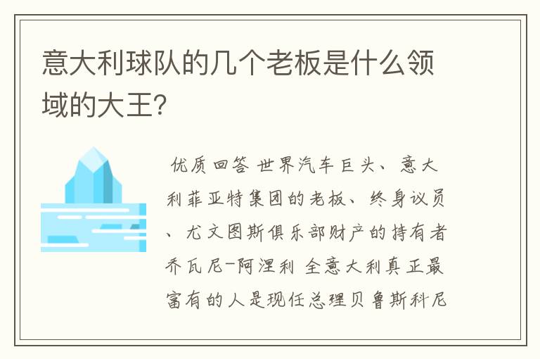 意大利球队的几个老板是什么领域的大王？