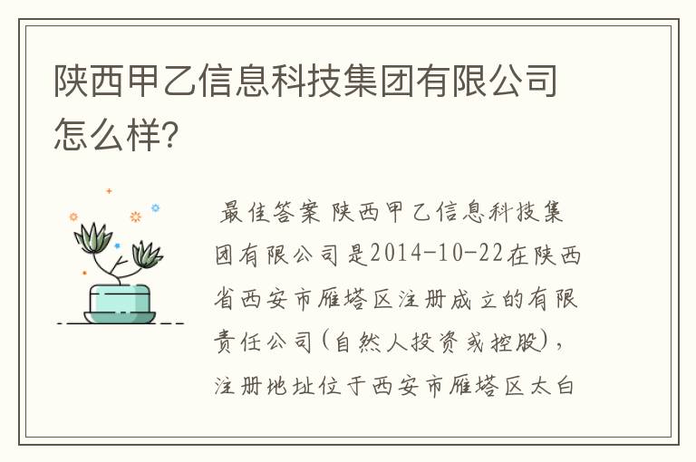 陕西甲乙信息科技集团有限公司怎么样？