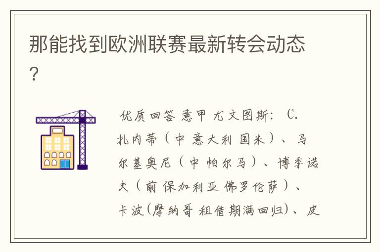 那能找到欧洲联赛最新转会动态?