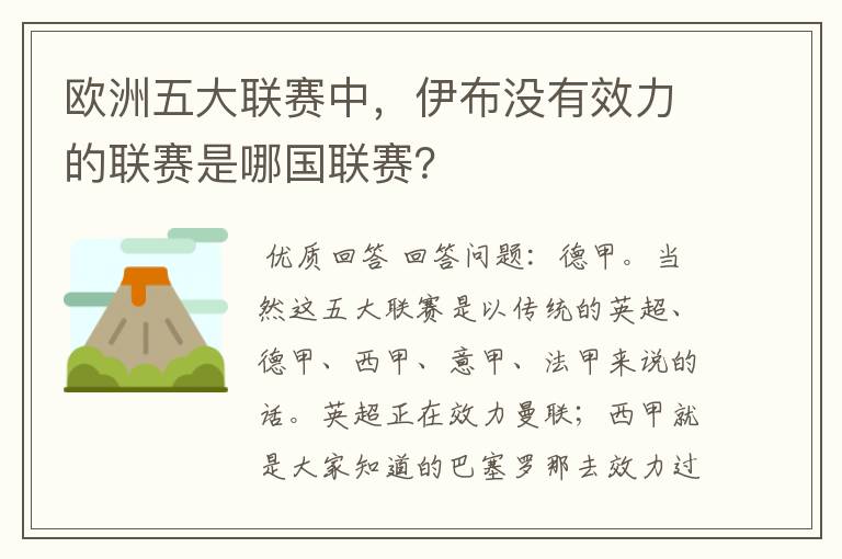 欧洲五大联赛中，伊布没有效力的联赛是哪国联赛？